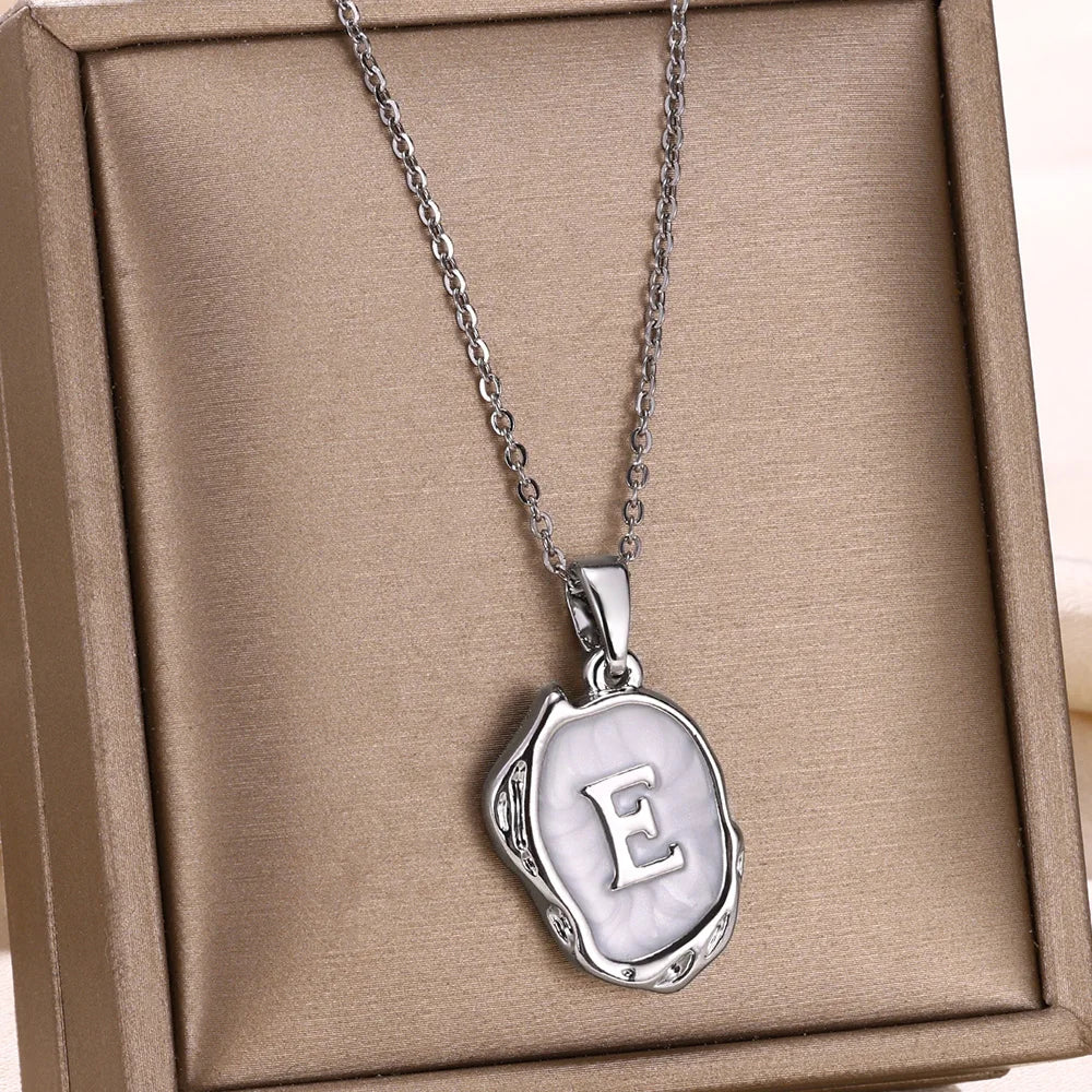Silver Ocean Necklace with Initials at the Bottom of the Sea