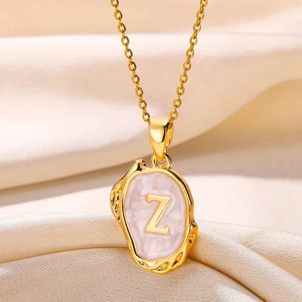 Silver Ocean Necklace with Initials at the Bottom of the Sea