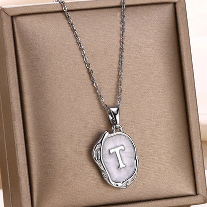 Silver Ocean Necklace with Initials at the Bottom of the Sea