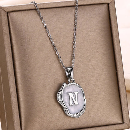 Silver Ocean Necklace with Initials at the Bottom of the Sea