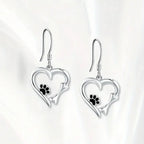 Elegant Silver Drop Earrings with Charming Heart, Sweet Paw, and Bone Design-Westeryn