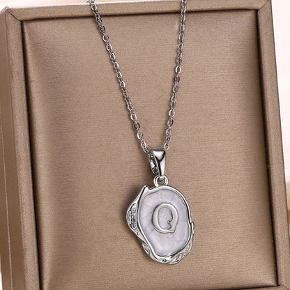 Silver Ocean Necklace with Initials at the Bottom of the Sea