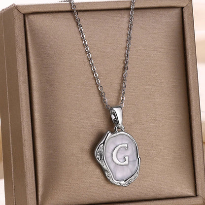 Silver Ocean Necklace with Initials at the Bottom of the Sea