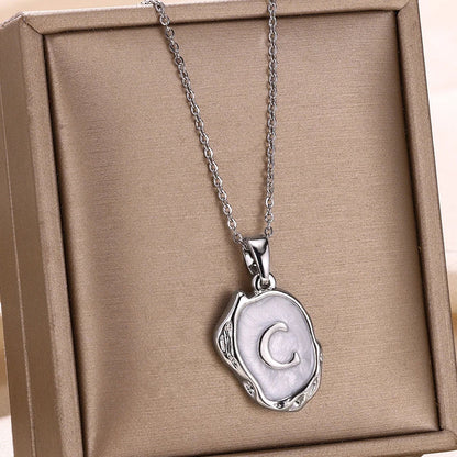 Silver Ocean Necklace with Initials at the Bottom of the Sea