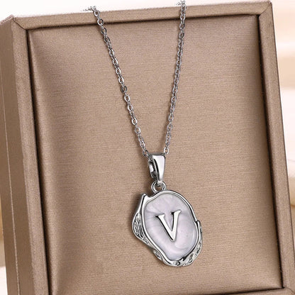 Silver Ocean Necklace with Initials at the Bottom of the Sea