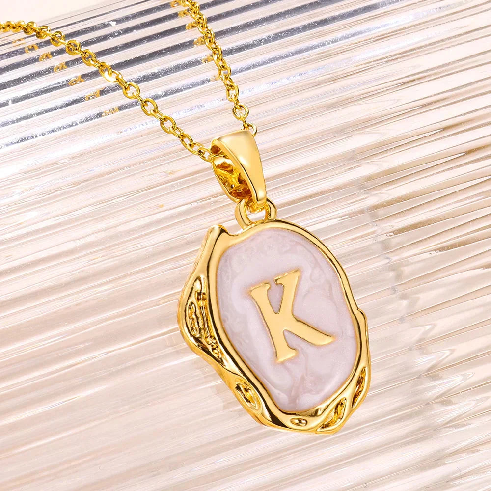 Silver Ocean Necklace with Initials at the Bottom of the Sea