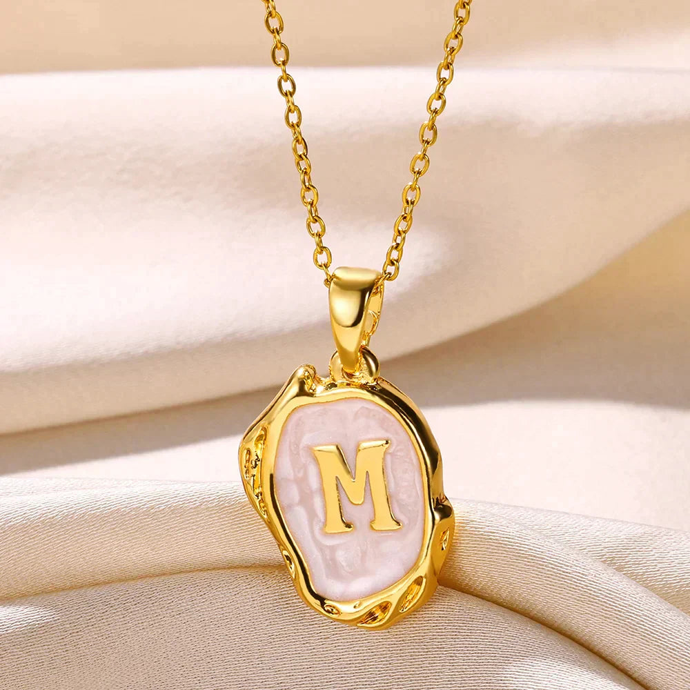 Silver Ocean Necklace with Initials at the Bottom of the Sea