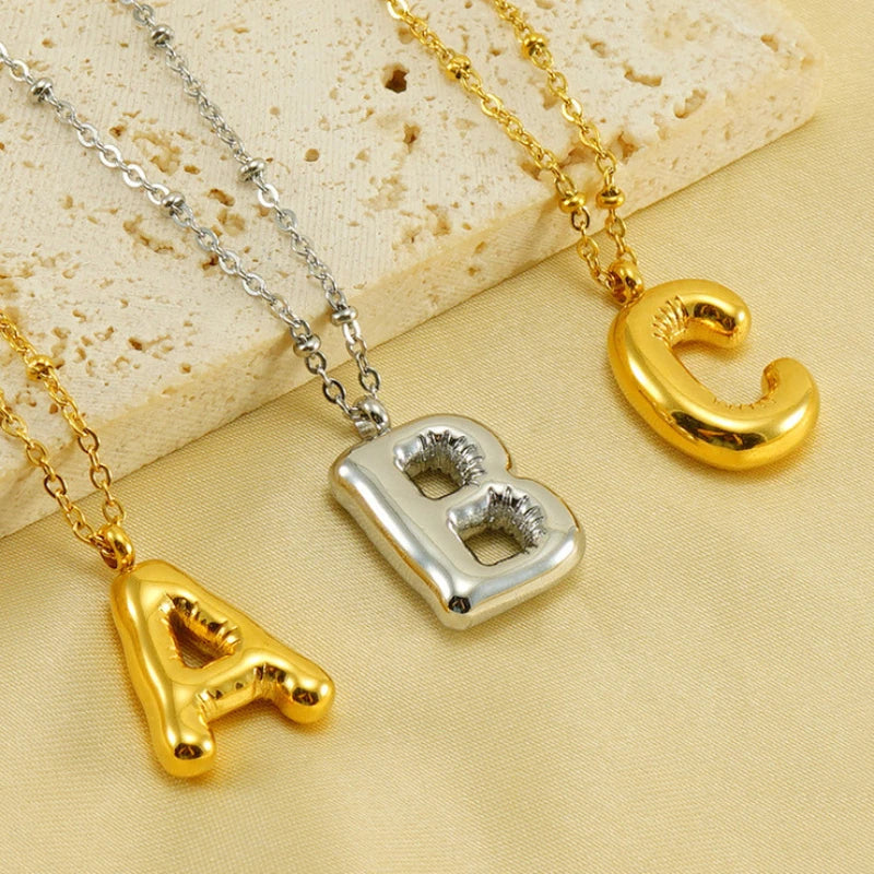 Special Initials Necklace in Silver with Balloon Bubbles