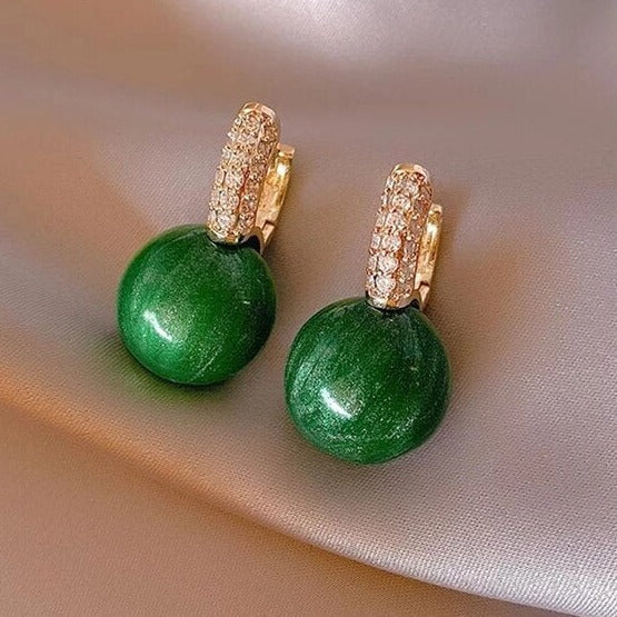 Green Pearl Earrings in Gold-Westeryn