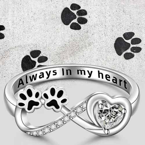 ARINA – Charm Paw Ring with Heart and Infinity Design, adorned with Sparkling Zirconia for Special Accents-Westeryn
