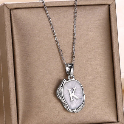 Silver Ocean Necklace with Initials at the Bottom of the Sea