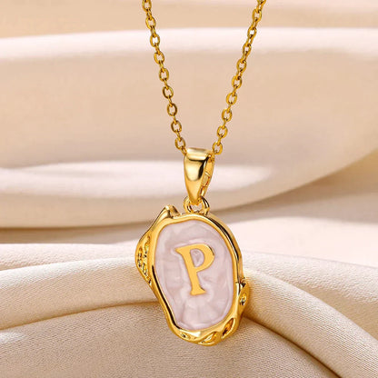 Silver Ocean Necklace with Initials at the Bottom of the Sea
