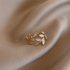 Pure - White Opal Leaf Adjustable Ring-Westeryn