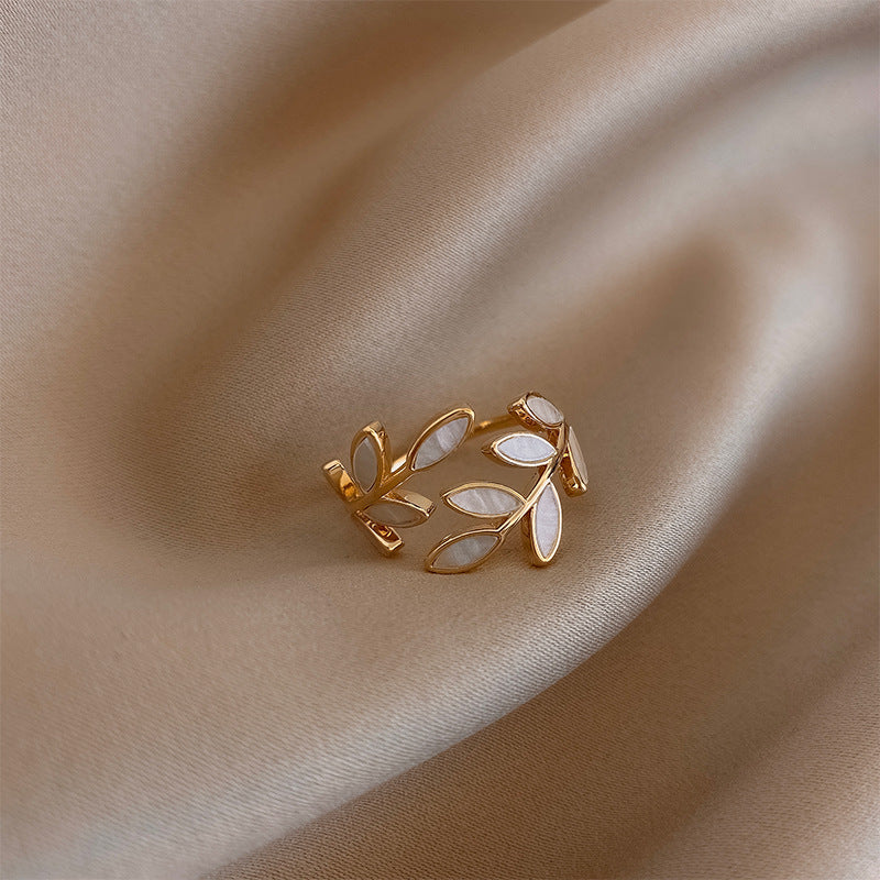 Pure - White Opal Leaf Adjustable Ring-Westeryn