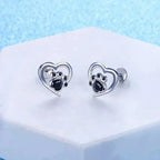 NORA – Elegant Heart-Paw Stud Earrings with Sparkling Black Crystal for Stylish Accents-Westeryn