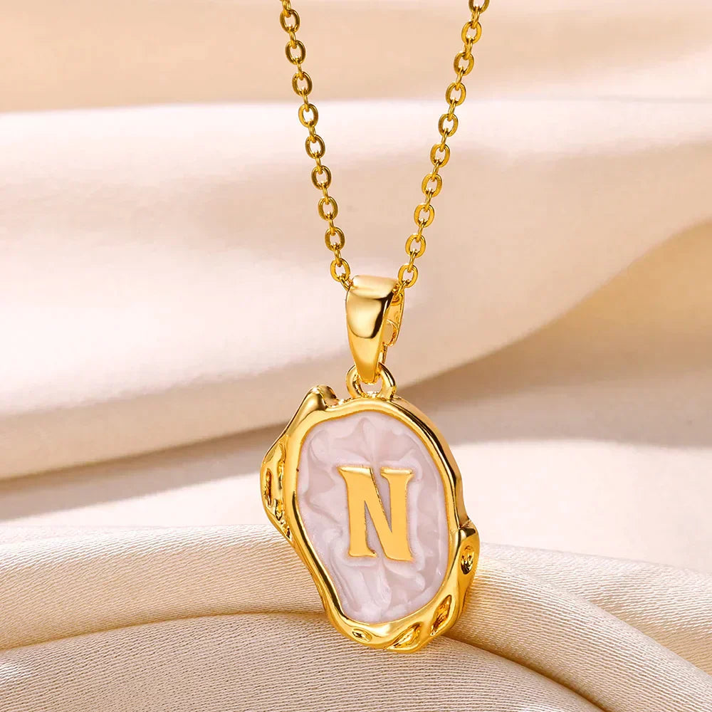 Silver Ocean Necklace with Initials at the Bottom of the Sea