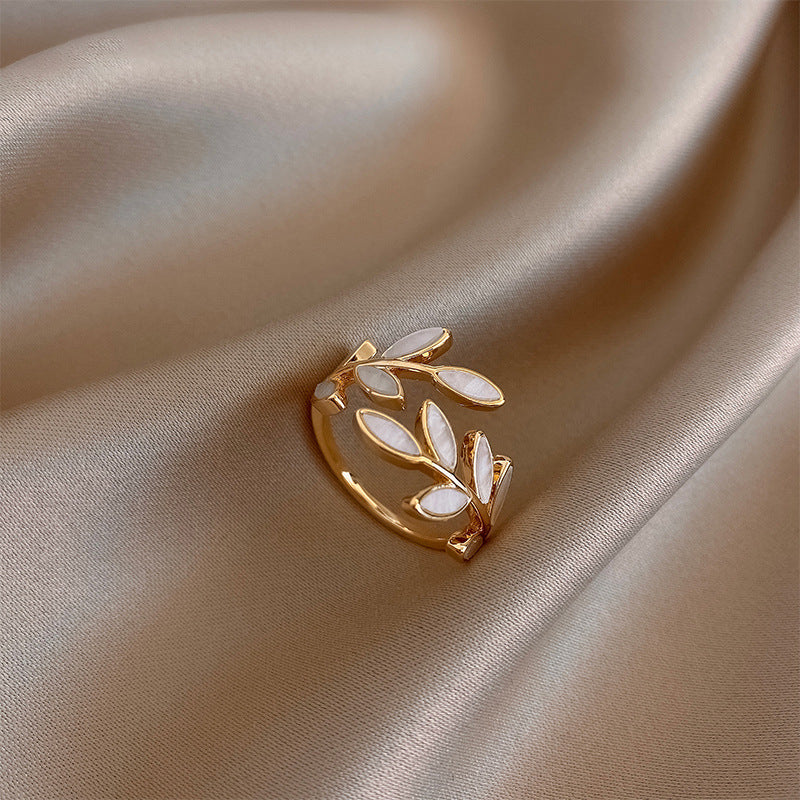 Pure - White Opal Leaf Adjustable Ring-Westeryn