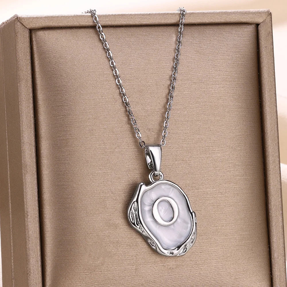 Silver Ocean Necklace with Initials at the Bottom of the Sea