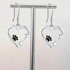Elegant Silver Drop Earrings with Charming Heart, Sweet Paw, and Bone Design-Westeryn