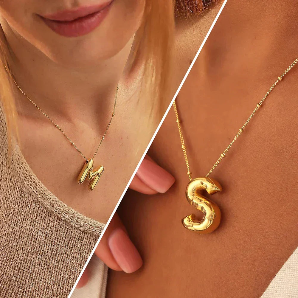 Special Initials Necklace in Silver with Balloon Bubbles