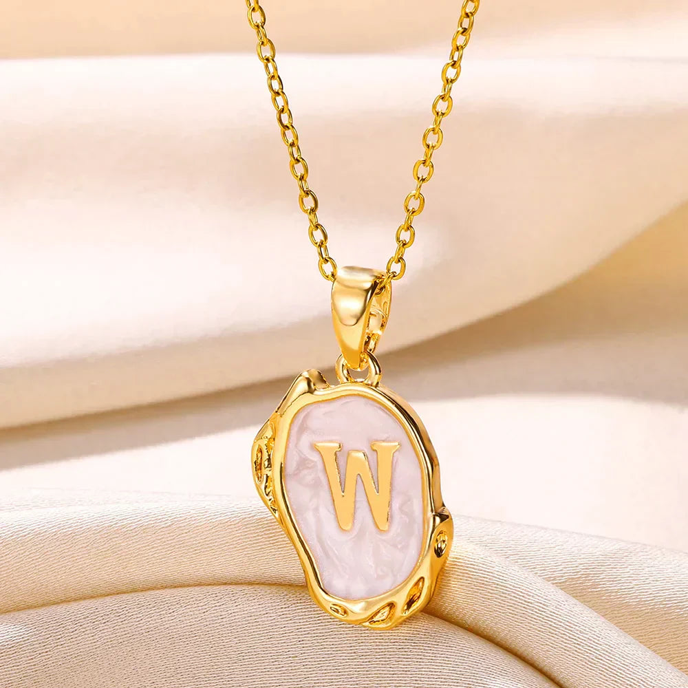 Silver Ocean Necklace with Initials at the Bottom of the Sea