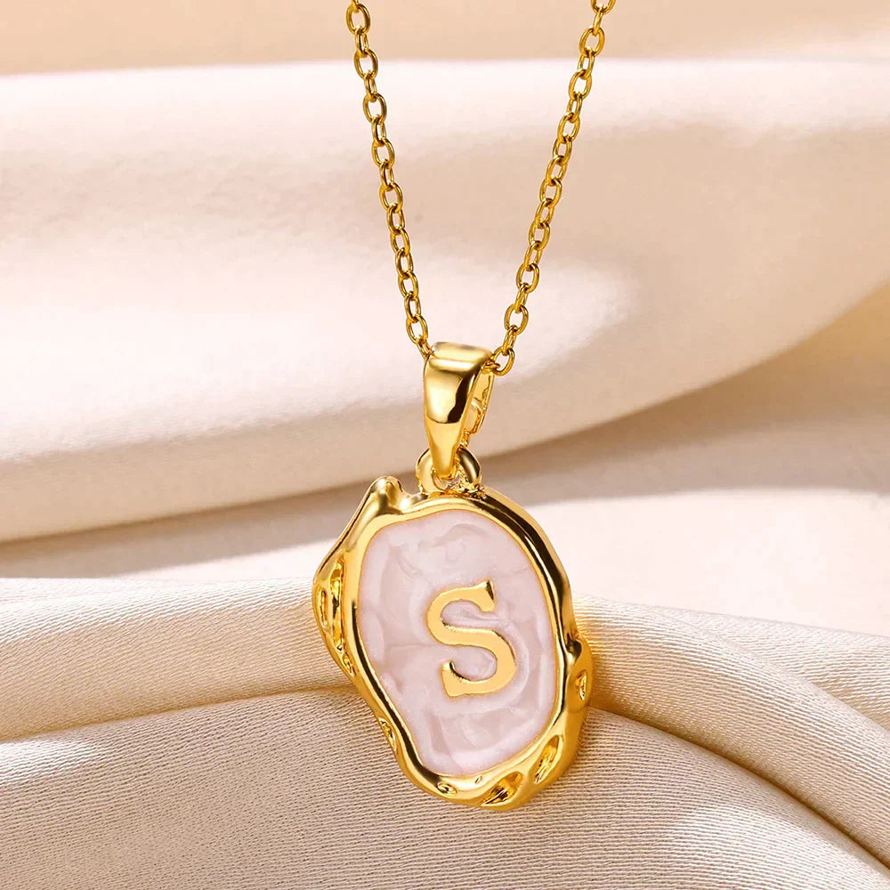 Silver Ocean Necklace with Initials at the Bottom of the Sea