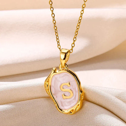 Silver Ocean Necklace with Initials at the Bottom of the Sea