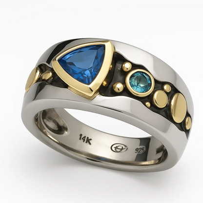 Vintage Blue Zirconia Boho Ring