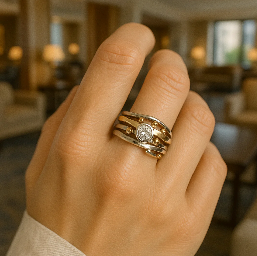 Royal - Vintage Gold Inlaid Zirconia Ring-Westeryn