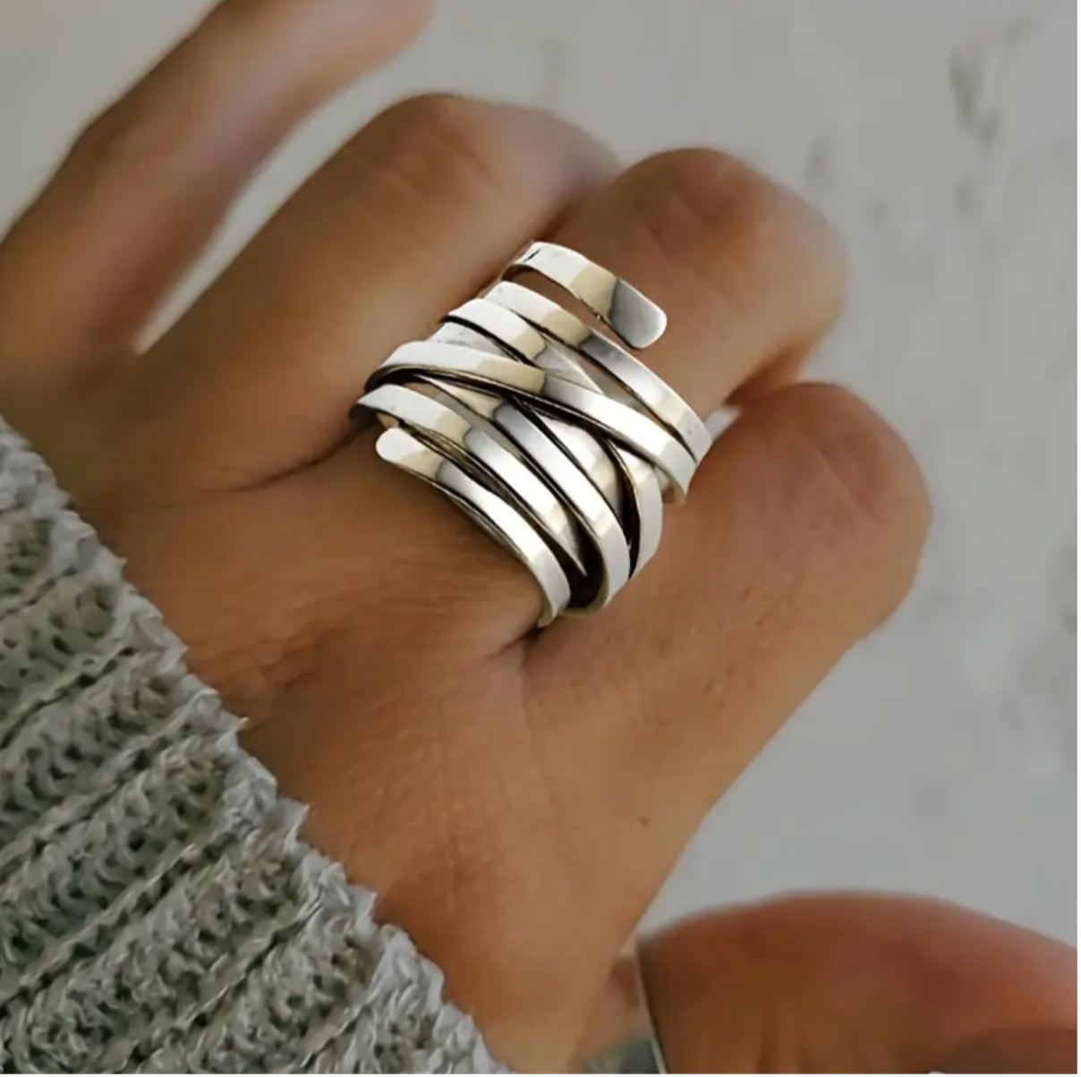 Bliss - Vintage Thick Layer Silver Ring-Westeryn
