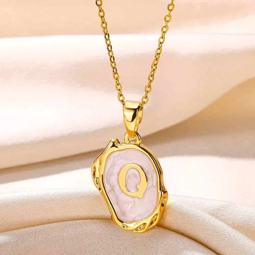 Silver Ocean Necklace with Initials at the Bottom of the Sea