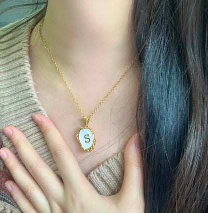 Silver Ocean Necklace with Initials at the Bottom of the Sea