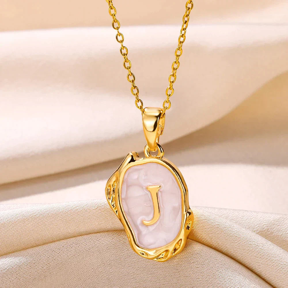 Silver Ocean Necklace with Initials at the Bottom of the Sea