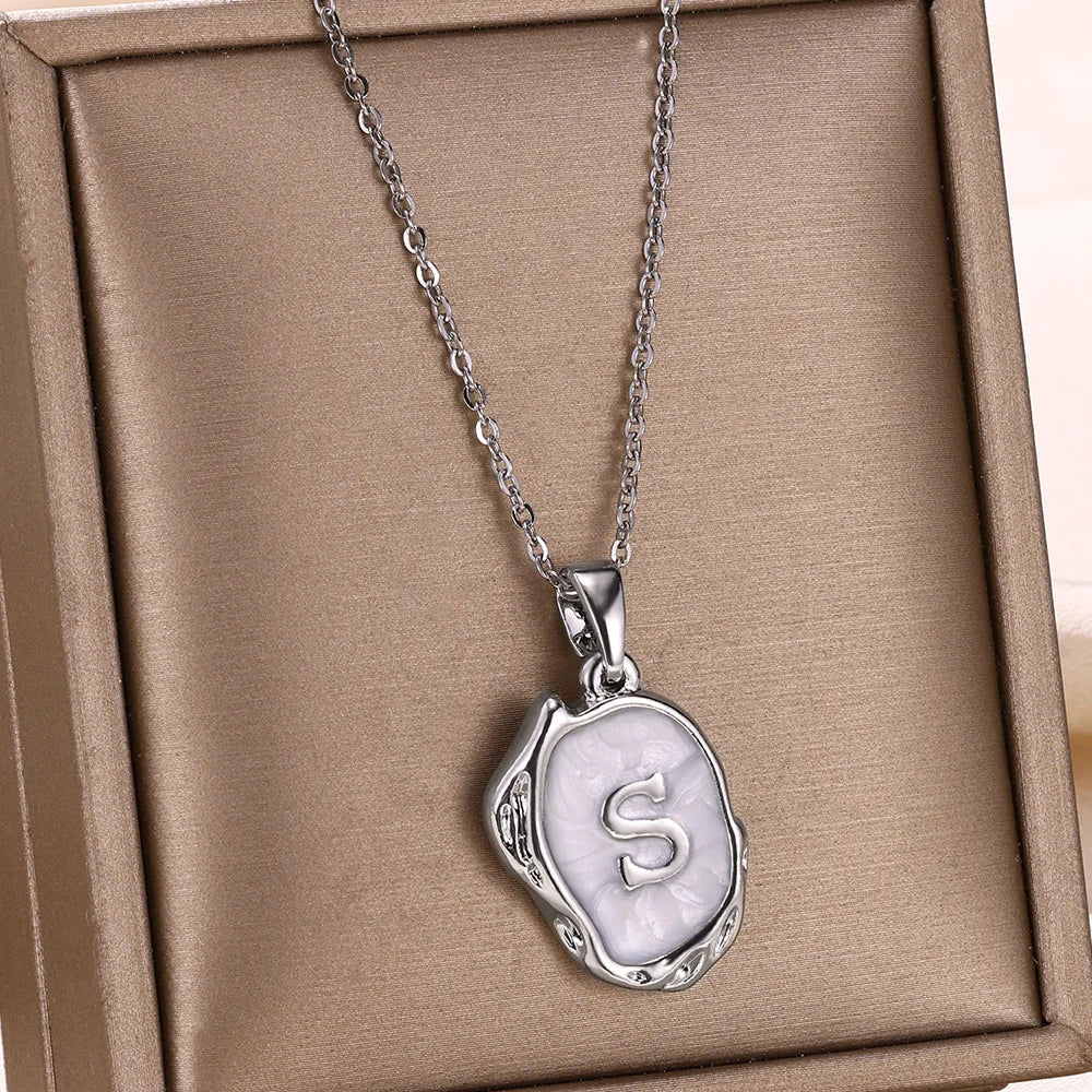 Silver Ocean Necklace with Initials at the Bottom of the Sea-Westeryn