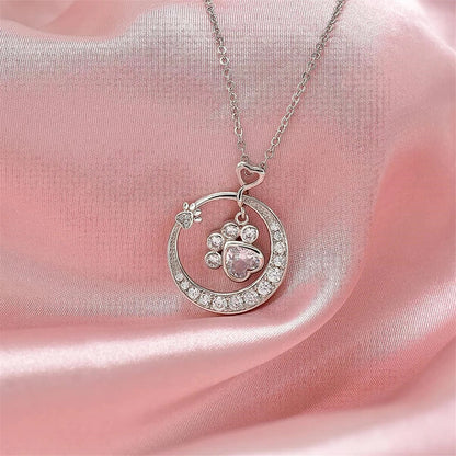 MALIA – Elegant Paw Necklace made of 925 Sterling Silver with Sparkling Zirconia for Stylish Accents