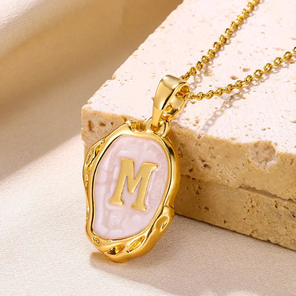 Silver Ocean Necklace with Initials at the Bottom of the Sea