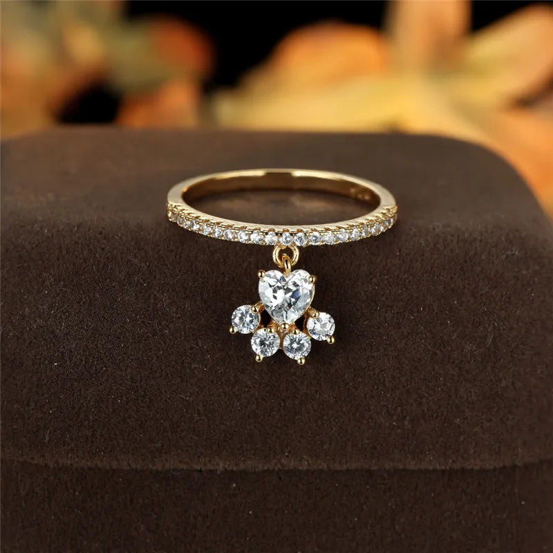 Whimsical Cat Paw & Heart Ring-Westeryn