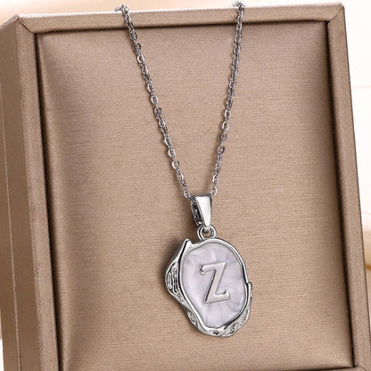 Silver Ocean Necklace with Initials at the Bottom of the Sea
