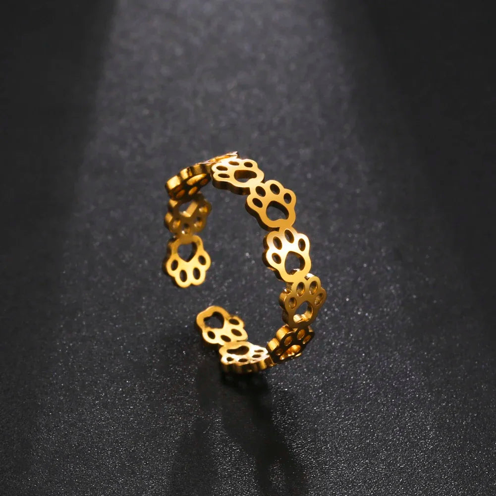 Paw Print Adjustable Ring