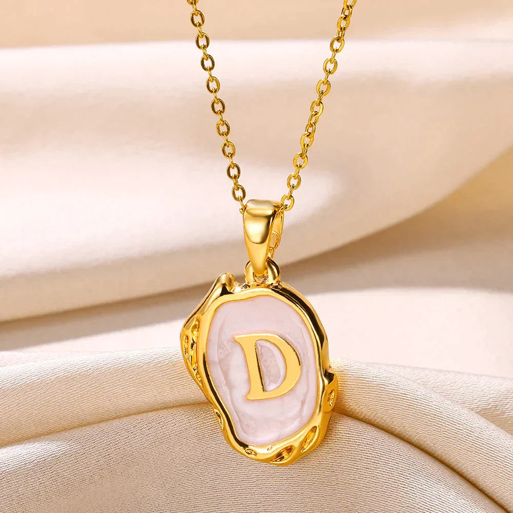Silver Ocean Necklace with Initials at the Bottom of the Sea