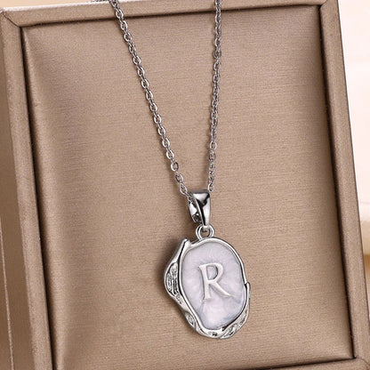 Silver Ocean Necklace with Initials at the Bottom of the Sea