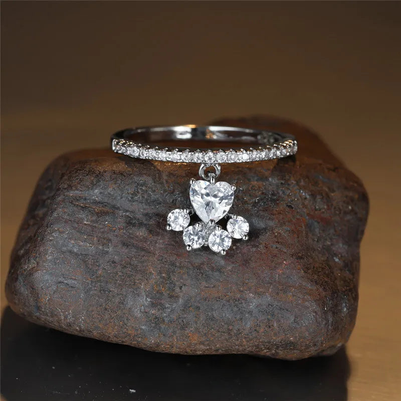 Whimsical Cat Paw & Heart Ring-Westeryn