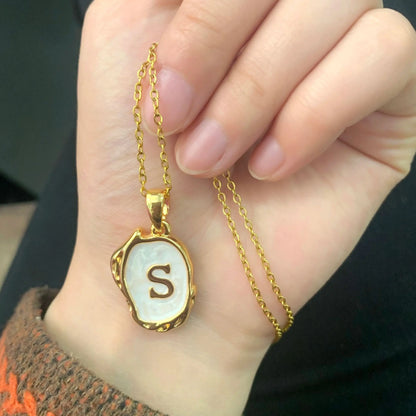 Silver Ocean Necklace with Initials at the Bottom of the Sea