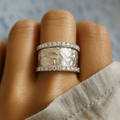 VINTAGE SILVERED ZIRCONIA RING-Westeryn