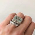 Vintage silver turquoise glass ring set-Westeryn