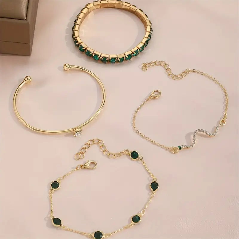 Green Gemstone Bracelet Set-Westeryn