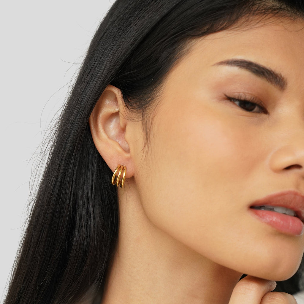Ana Triple Gold Earrings-Westeryn