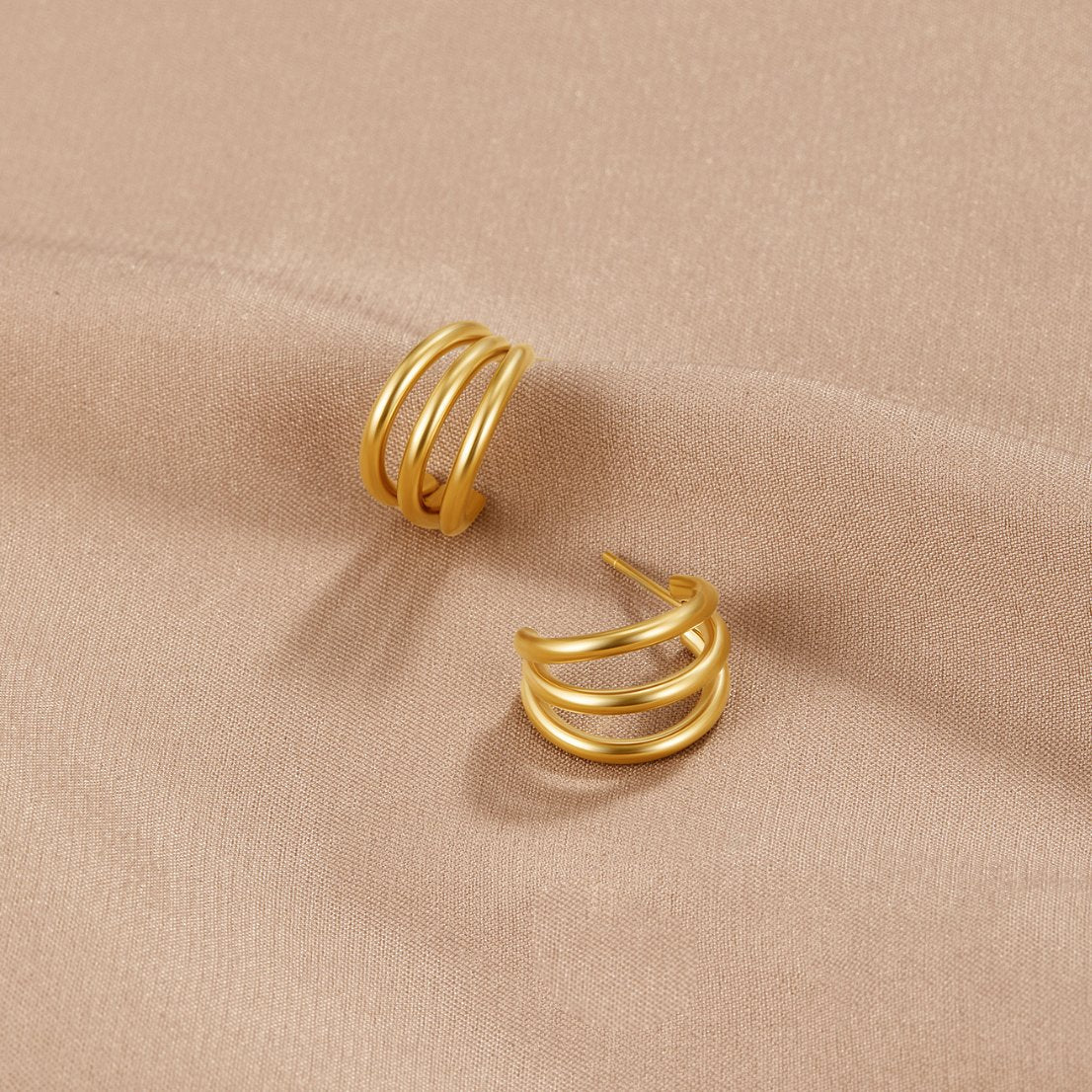 Ana Triple Gold Earrings-Westeryn