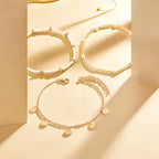 Coastal Charm 3-Piece Layered Anklet Set | Gold-Westeryn