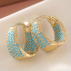 Golden-Tone Turquoise Beaded Hoop Earrings | Gold-Westeryn